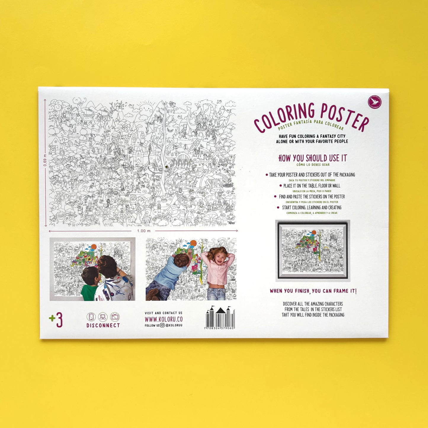 Póster gigante Fantasy para colorear con stickers