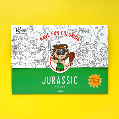 Póster gigante Jurassic para colorear con stickers