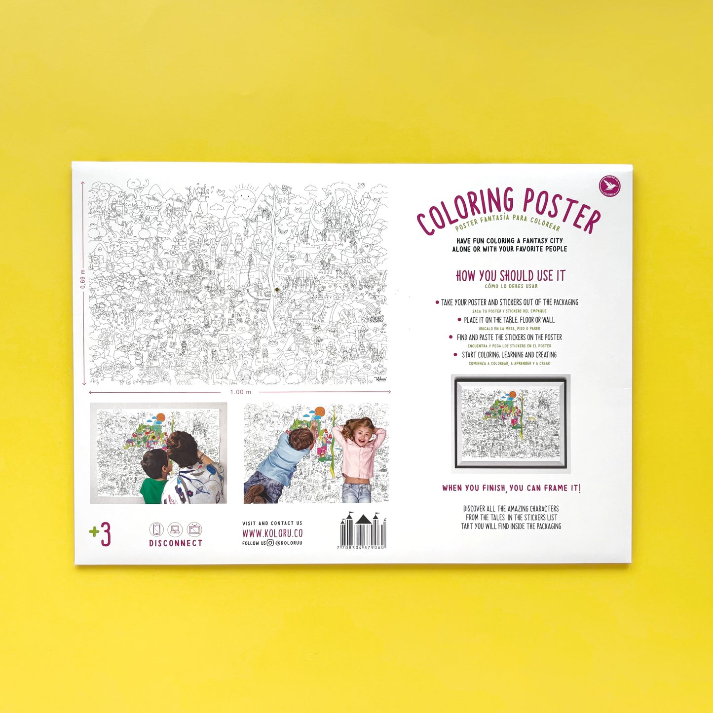 Póster gigante Jurassic para colorear con stickers