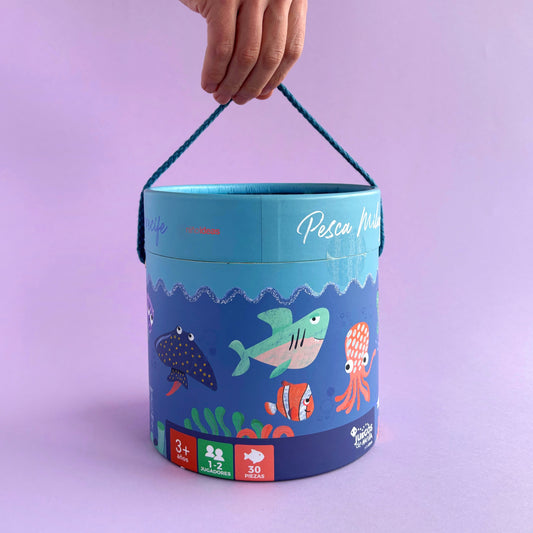 Juego de madera para pescar criaturas marina