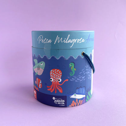 Juego de madera para pescar criaturas marina