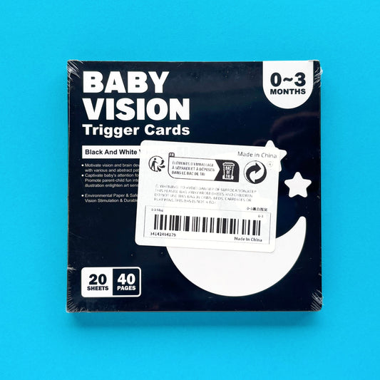 Tarjetas de estimulación visual para bebés de 0 a 3 meses – Blanco y negro