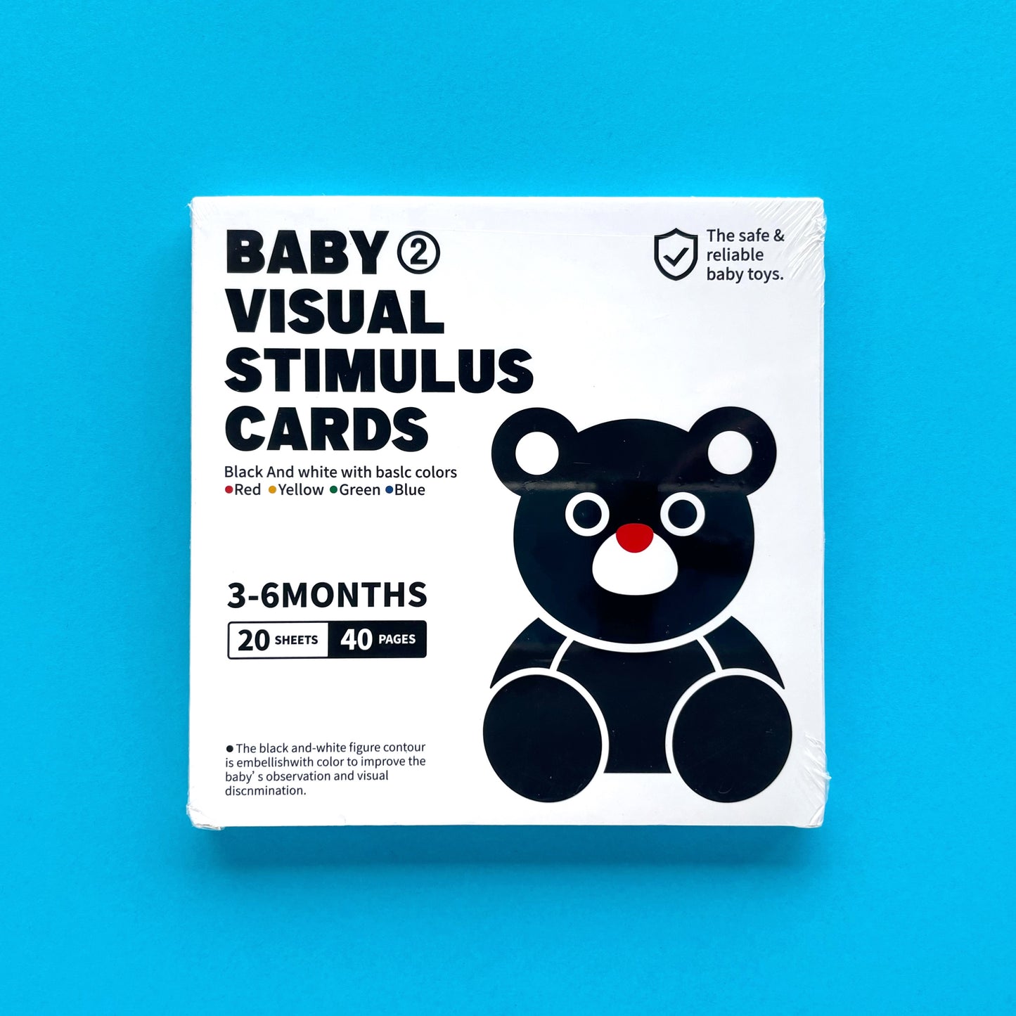 Tarjetas de estimulación visual para bebés de 3 a 6 meses – Negro y color