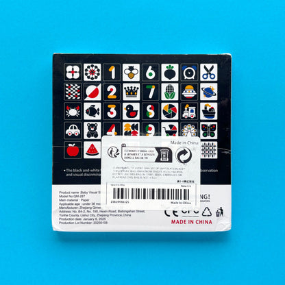 Tarjetas de estimulación visual para bebés de 3 a 6 meses – Negro y color