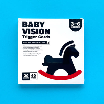 Tarjetas de estimulación visual para bebés de 3 a 6 meses – Negro y rojo