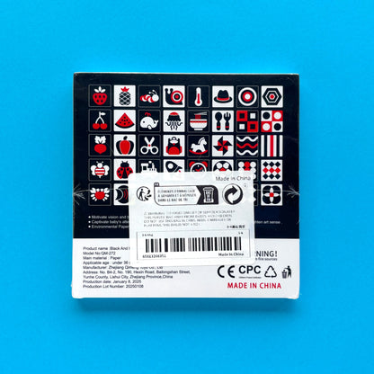 Tarjetas de estimulación visual para bebés de 3 a 6 meses – Negro y rojo