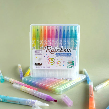 Resaltadores Borrables Glitter – Estuche x12