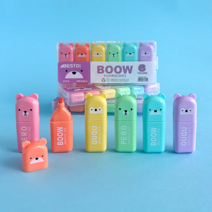 Resaltadores Mini Boow – Estuche Portátil x6