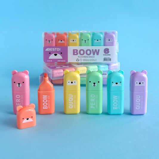 Resaltadores Mini Boow – Estuche Portátil x6