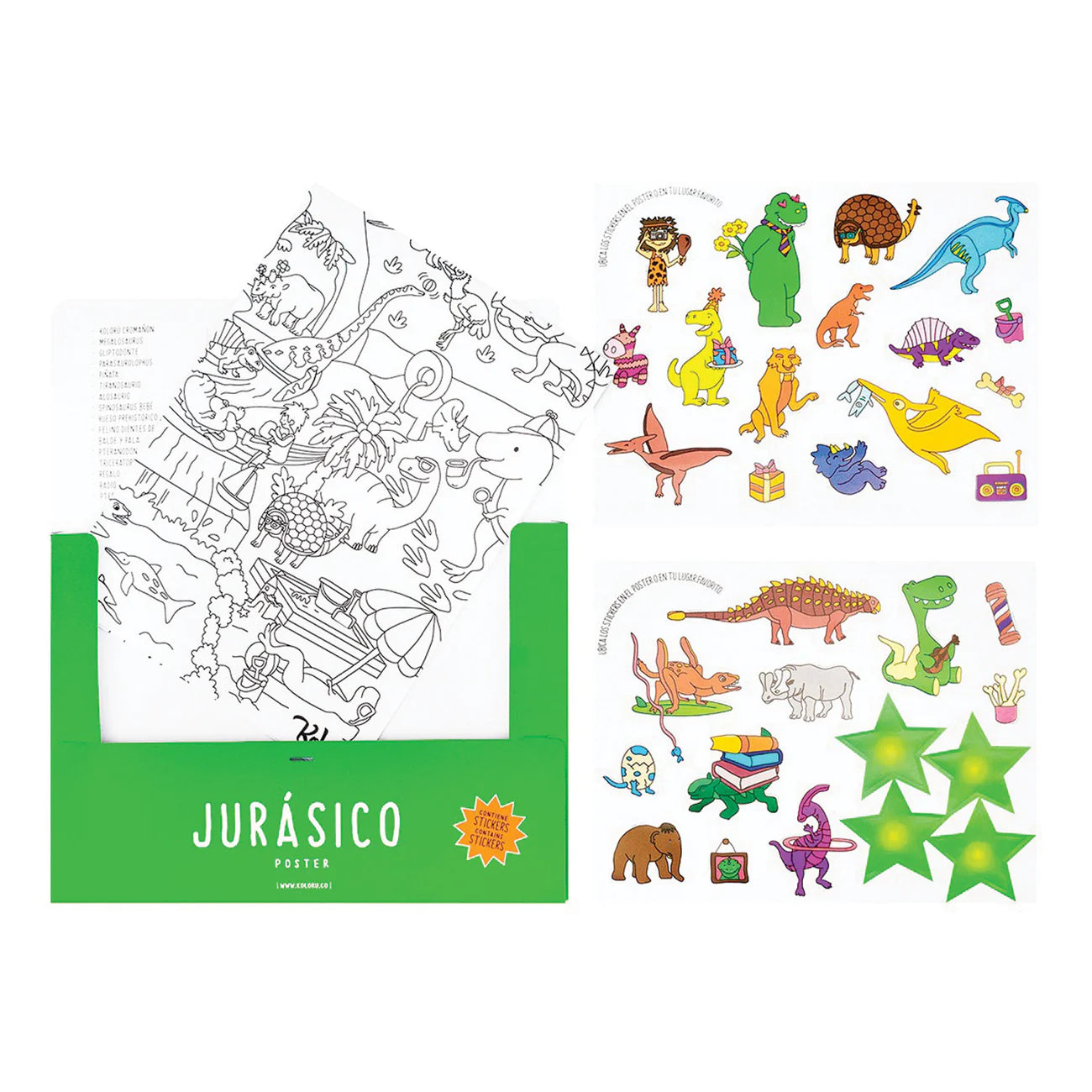 Póster gigante Jurassic para colorear con stickers