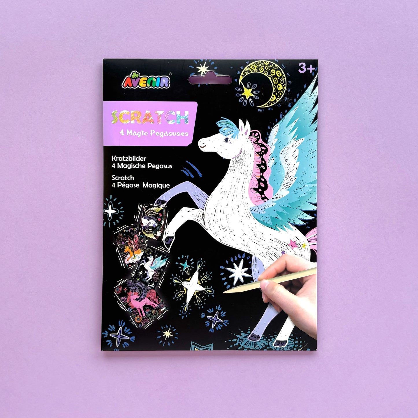 Set de arte para raspar - Pegasos · Scratch (4 hojas + palillo)