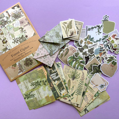 Paquete de papeles y stickers vintage Forest Cipher - Para scrapbooking o proyectos creativos