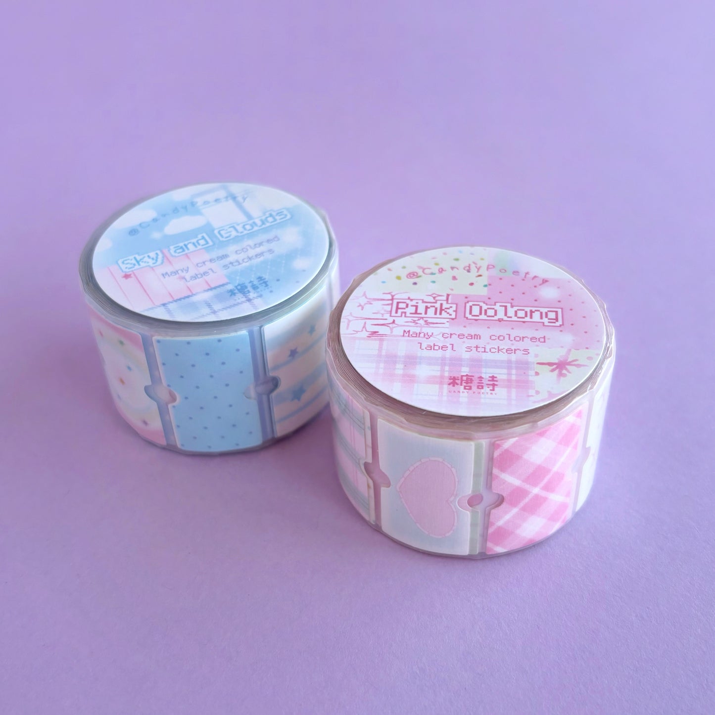 Pastel Notes – Washi Stickers en Rollo (Rosa / Azul)