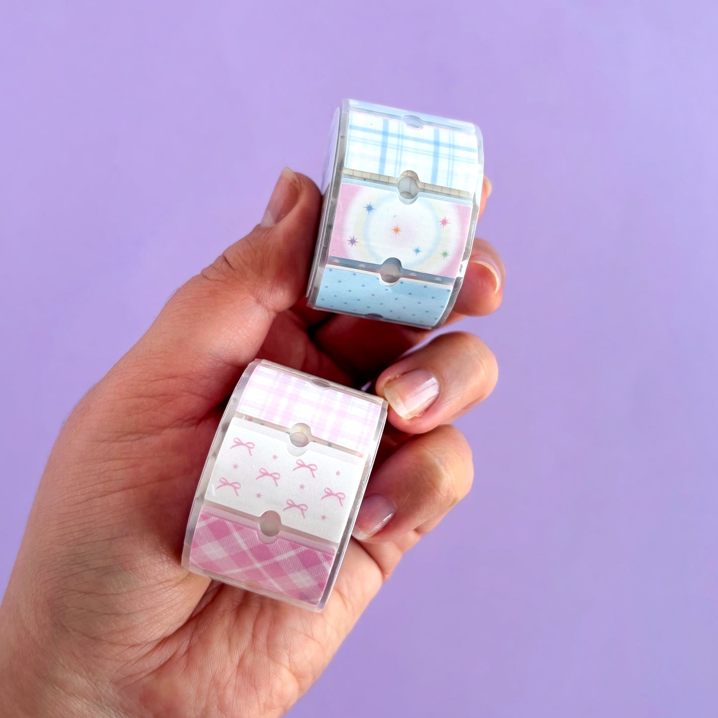 Pastel Notes – Washi Stickers en Rollo (Rosa / Azul)