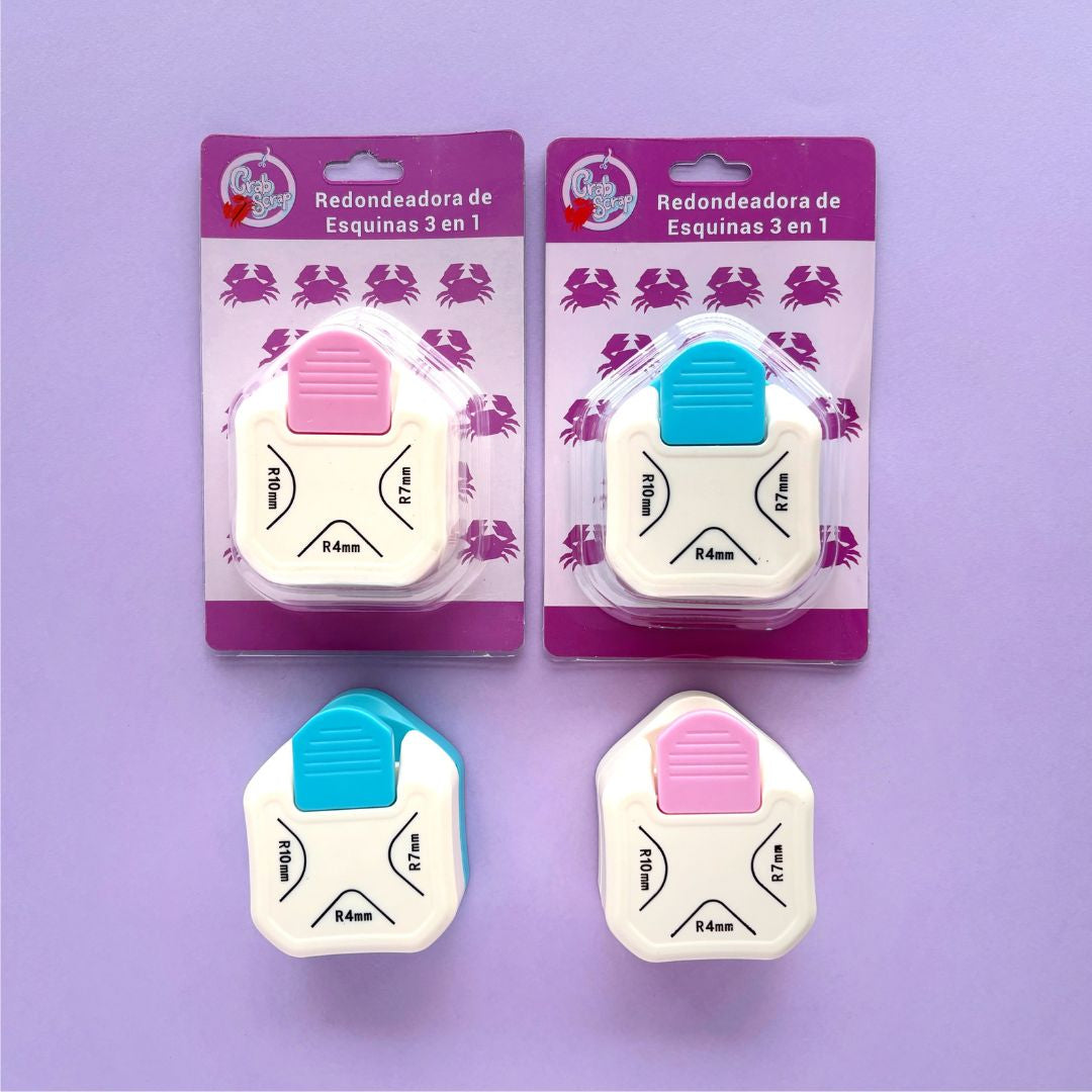 Perforadora redondeadora de esquinas 3 en 1.