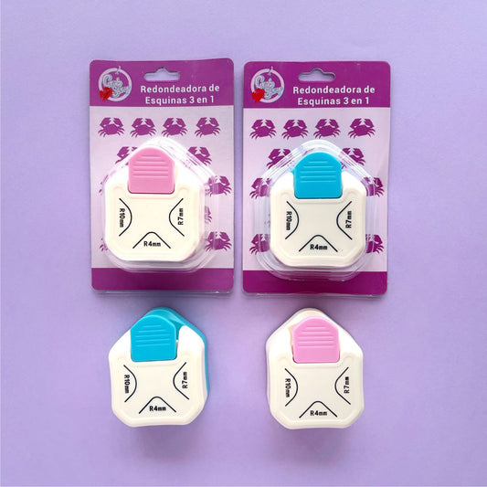 Perforadora redondeadora de esquinas 3 en 1.