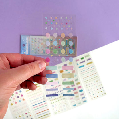 Set de stickers Mini Íconos Macaroon para Journaling – 6 hojas