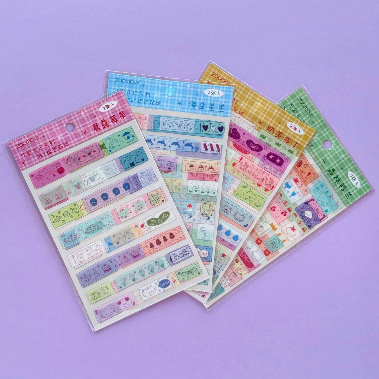 Stickers Kawaii – Set Coreano Diseño Washi (4 Sets)