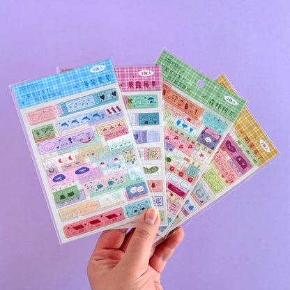 Stickers Kawaii – Set Coreano Diseño Washi (4 Sets)