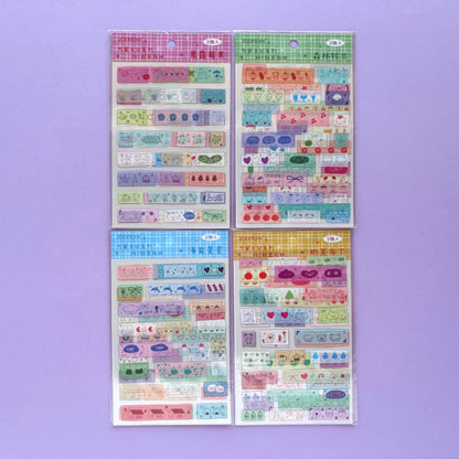 Stickers Kawaii – Set Coreano Diseño Washi (4 Sets)