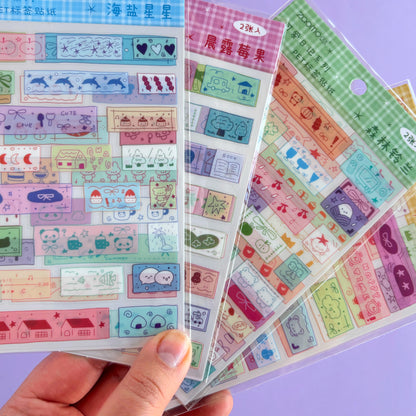 Stickers Kawaii – Set Coreano Diseño Washi (4 Sets)