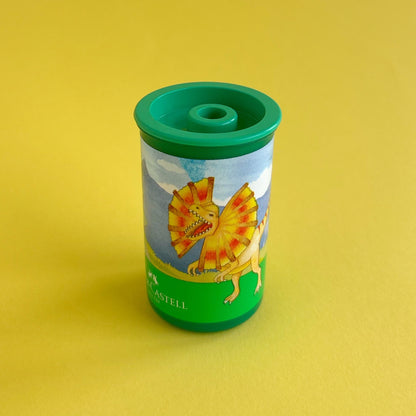 Tajalápiz con depósito dinosaurio x unidad - Verde y Azul