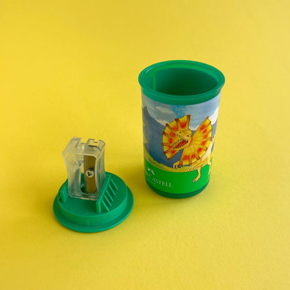 Tajalápiz con depósito dinosaurio x unidad - Verde y Azul