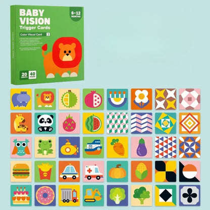 Tarjetas de estimulación visual y entrenamiento para bebés de 6 a 12 meses – Colores
