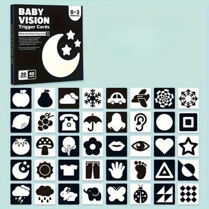Tarjetas de estimulación visual para bebés de 0 a 3 meses – Blanco y negro