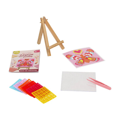 Crea tu propio mosaico con píxeles – Mariposa multicolor