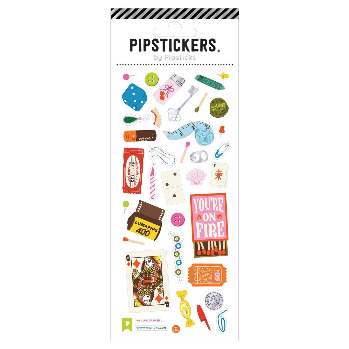 Stickers Pipsticks Original  My Junk Drawer (Lámina de 7.6 cm × 17.8 cm)