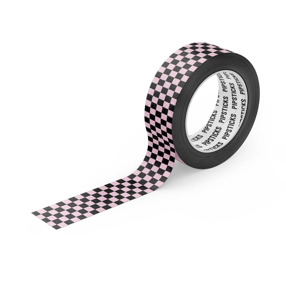 Washi Tape Pipsticks Original - Pink Up The Check (10 m x 1.5 cm)