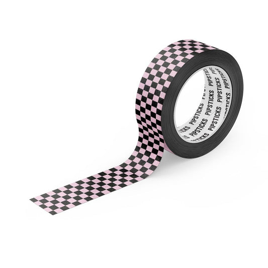 Washi Tape Pipsticks Original - Pink Up The Check (10 m x 1.5 cm)